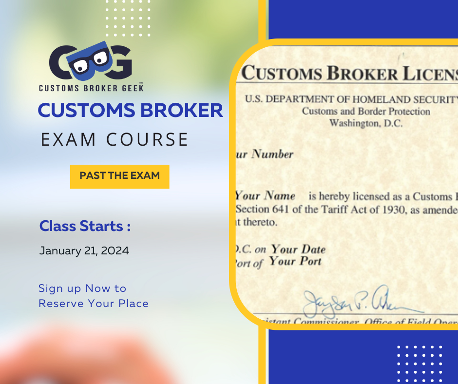 April 2024 Customs Broker Exam Prep Course
