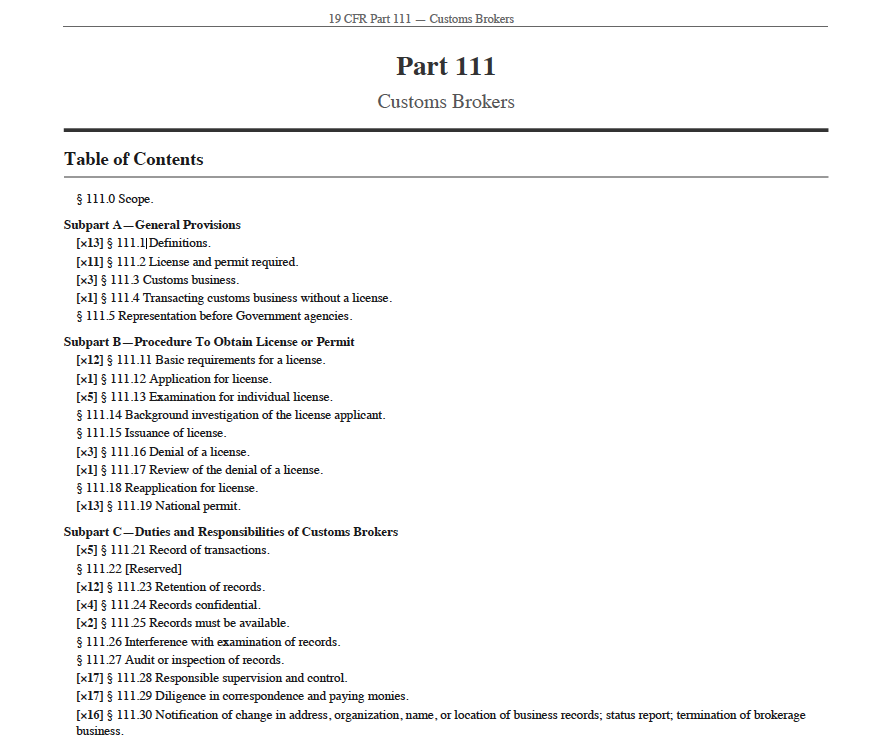 19 CFR for the October 2026 CBLE
