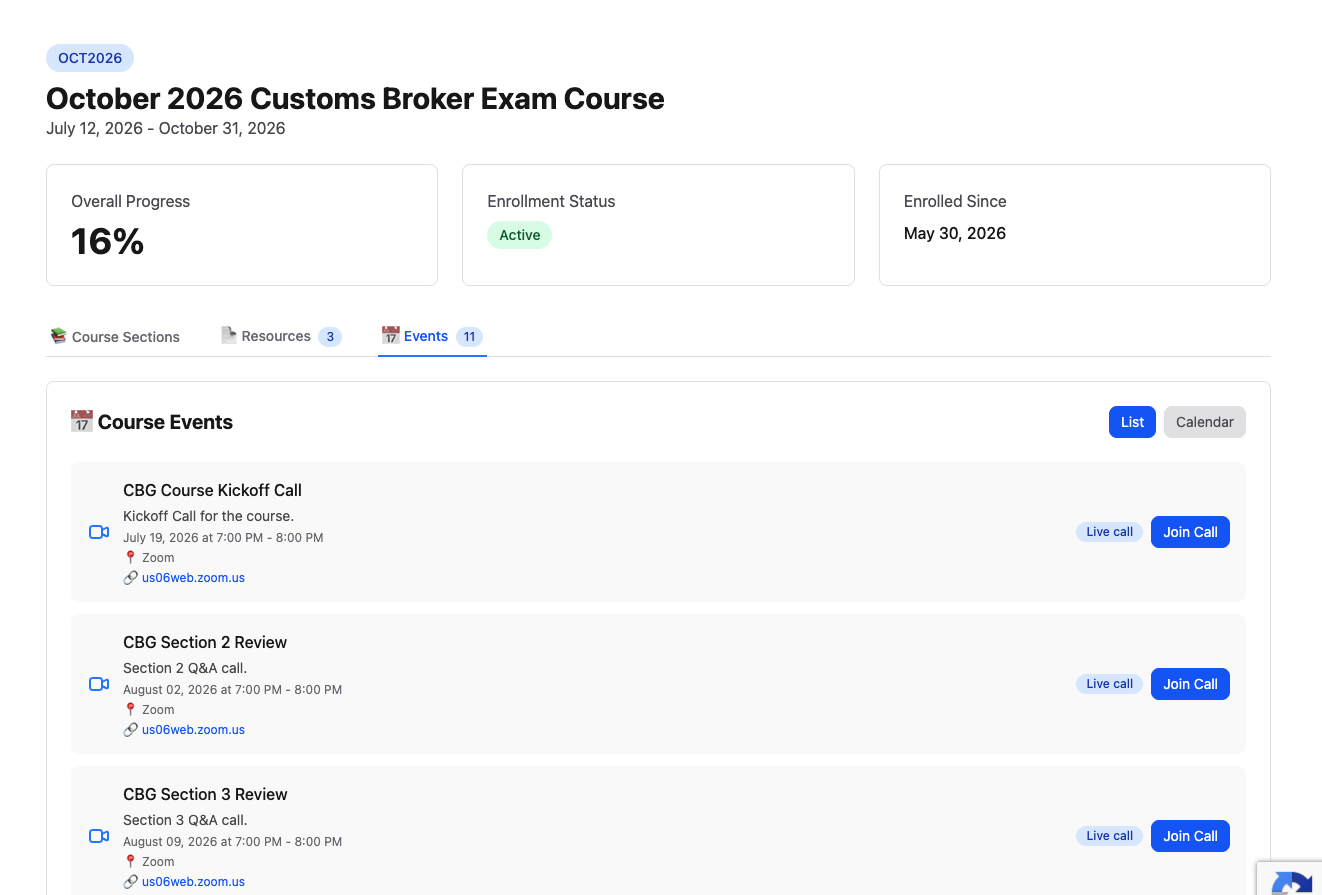 October 2026 CBLE Course